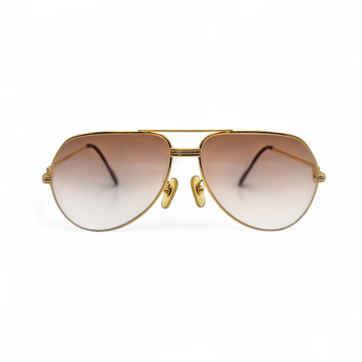 Authentic Cartier Santos (Aviators) - Gold Wires Sunglasses w/ Hennessy Brown Faded Lenses