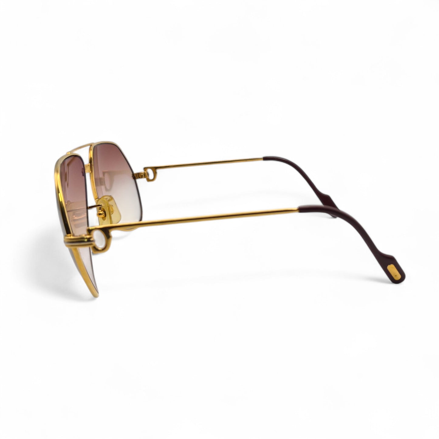 Authentic Cartier Santos (Aviators) - Gold Wires Sunglasses w/ Hennessy Brown Faded Lenses