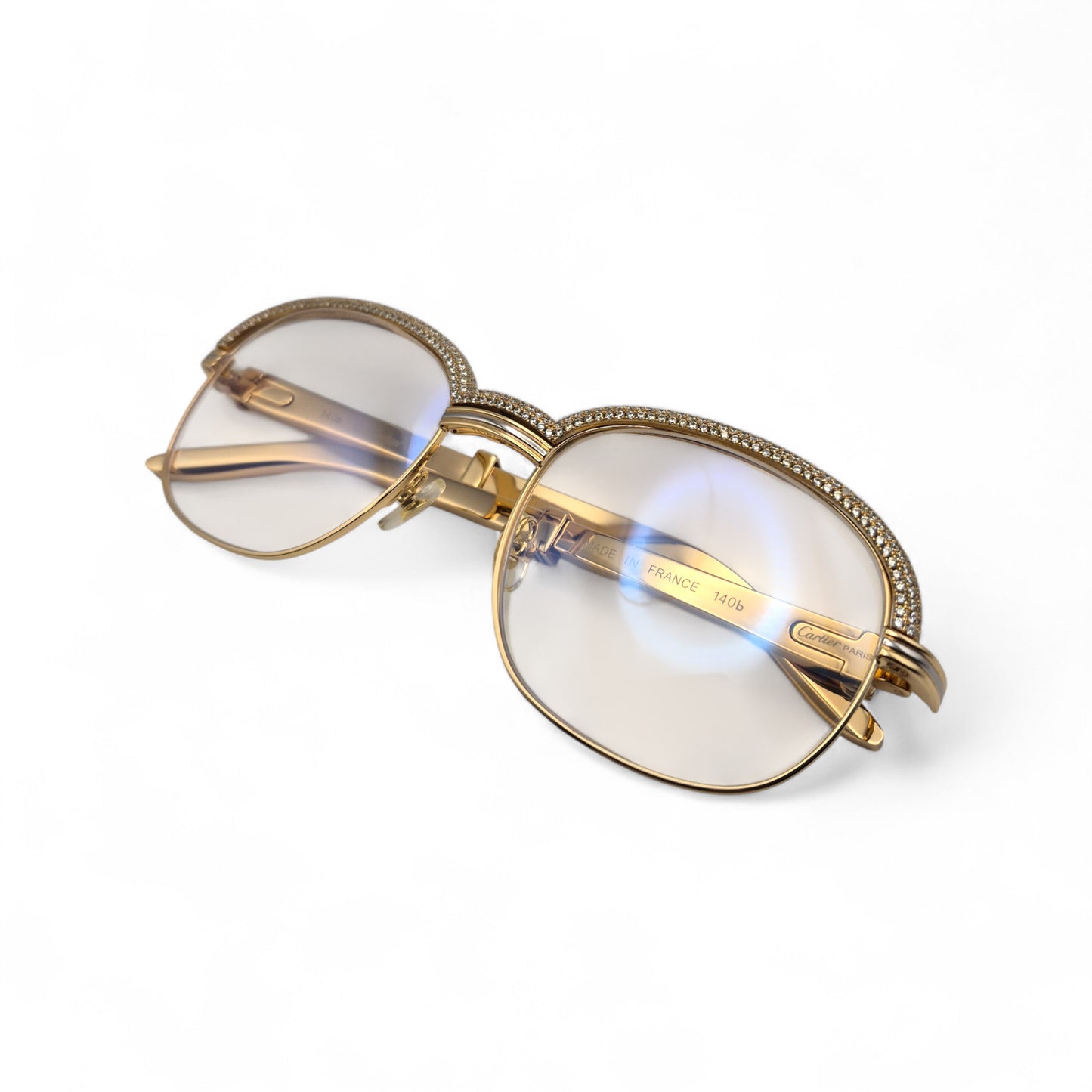 Malmaison - 56-16 Gold Plated Temples Sunglasses w/ Clear Reflective Lenses (90s)