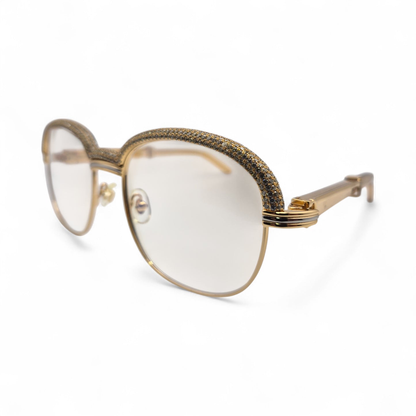 Malmaison - 56-16 Gold Plated Temples Sunglasses w/ Clear Reflective Lenses (90s)