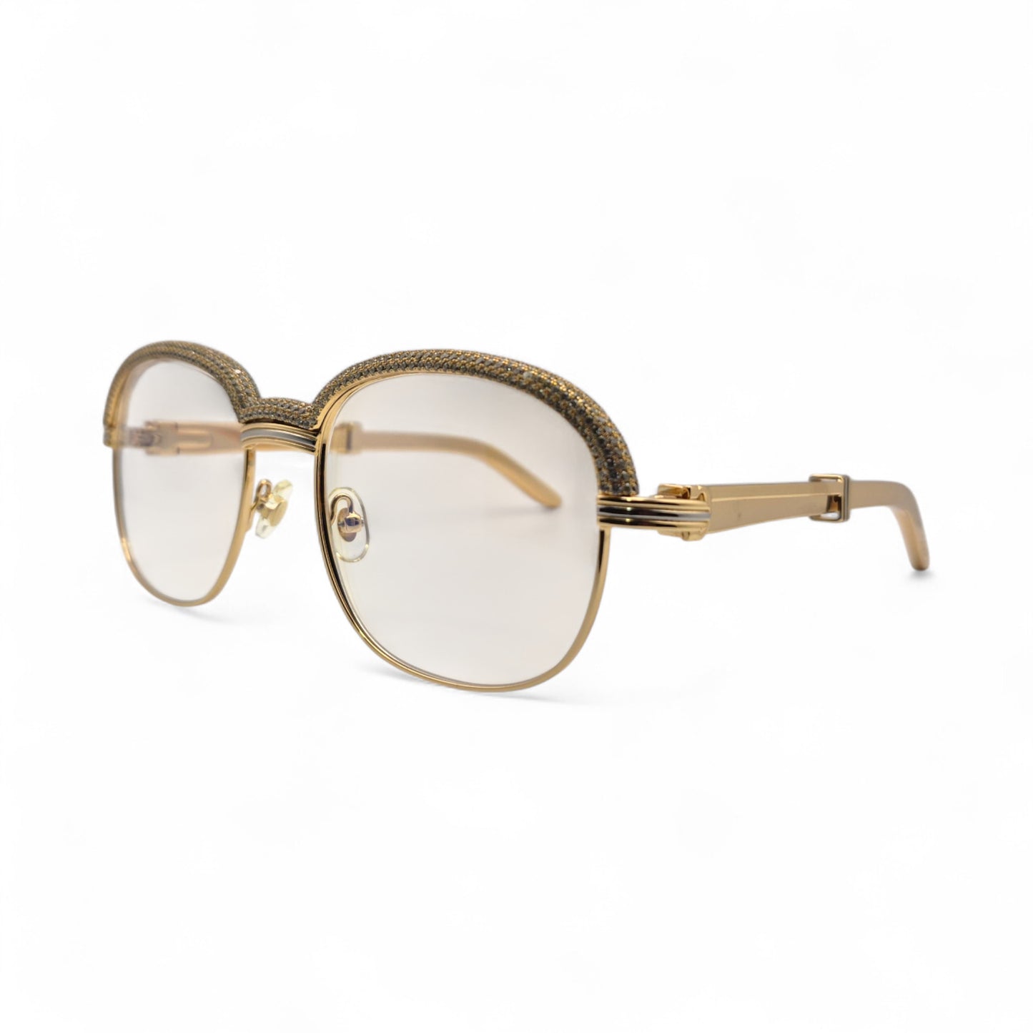 Malmaison - 56-16 Gold Plated Temples Sunglasses w/ Clear Reflective Lenses (90s)