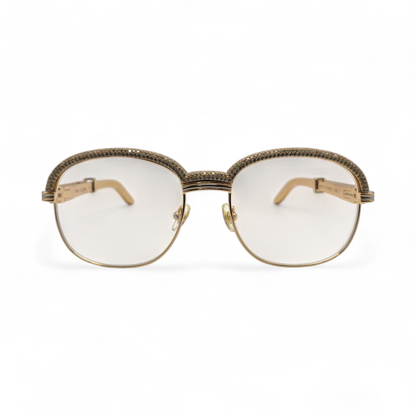Malmaison - 56-16 Gold Plated Temples Sunglasses w/ Clear Reflective Lenses (90s)