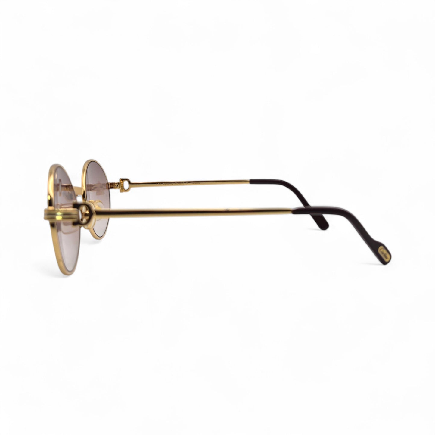 Saint Honore (Iced) 55-22 Gold Wires w/ Brown Oval Lenses - Genuine Diamonds X-Link Bridge (90s)