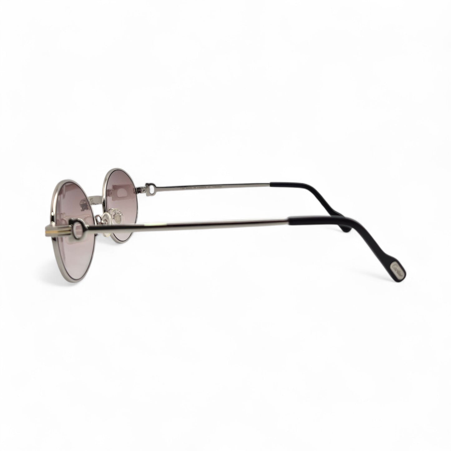 Saint Honore (Iced) 55-22 Silver Wires w/ Brown Oval Lenses - Diamonds Prong Bridge (90s)
