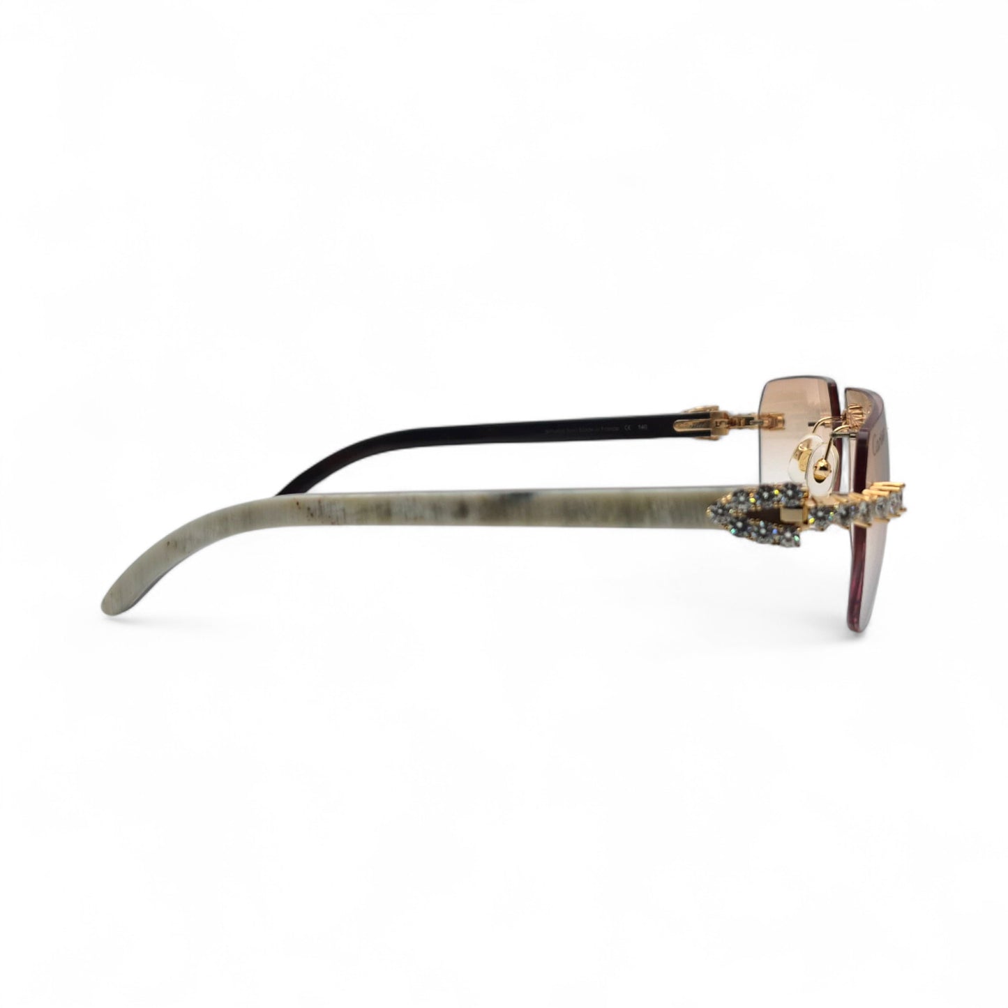 C Decor Buffs (Iced - VVS Genuine) - White Genuine Horn Sunglasses - Genuine Diamonds Prong Set (2020s)