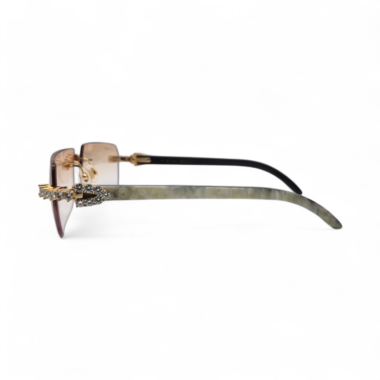 C Decor Buffs (Iced - VVS Genuine) - White Genuine Horn Sunglasses - Genuine Diamonds Prong Set (2020s)