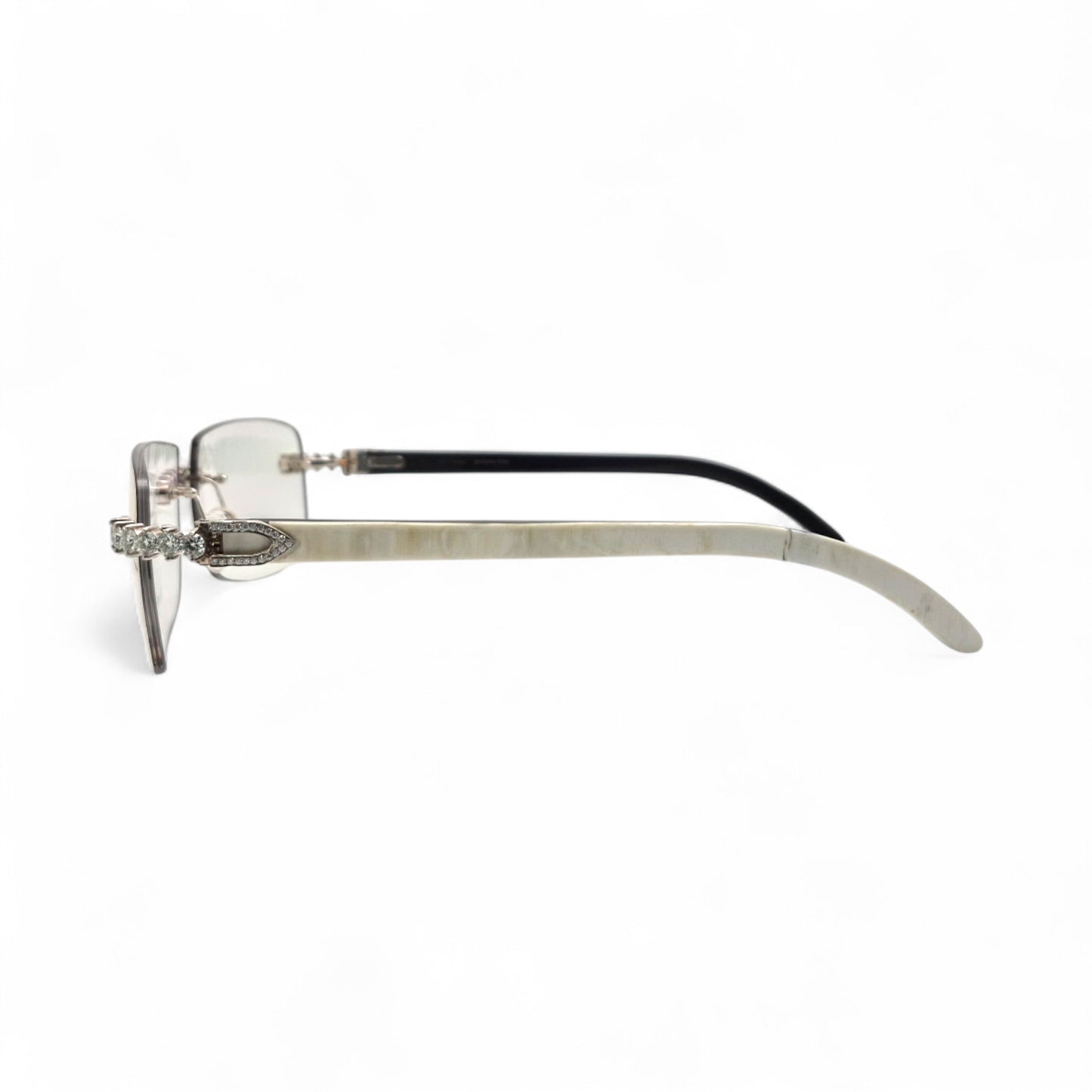 C Decor Buffs (Iced - VVS Genuine) - White Genuine Horn Sunglasses - Genuine Diamonds Prong Set (2020s)