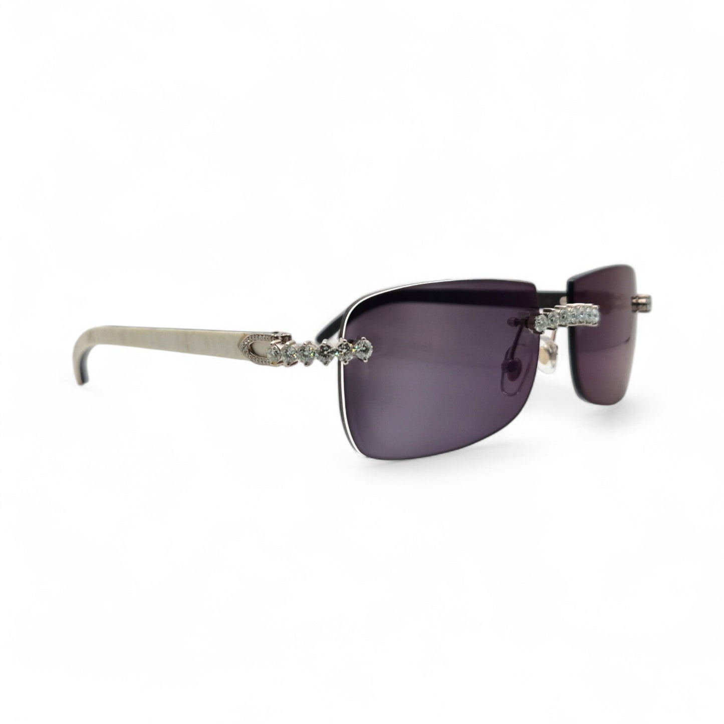 C Decor Buffs (Iced - VVS Genuine) - White Genuine Horn Sunglasses - Genuine Diamonds Prong Set (2020s)