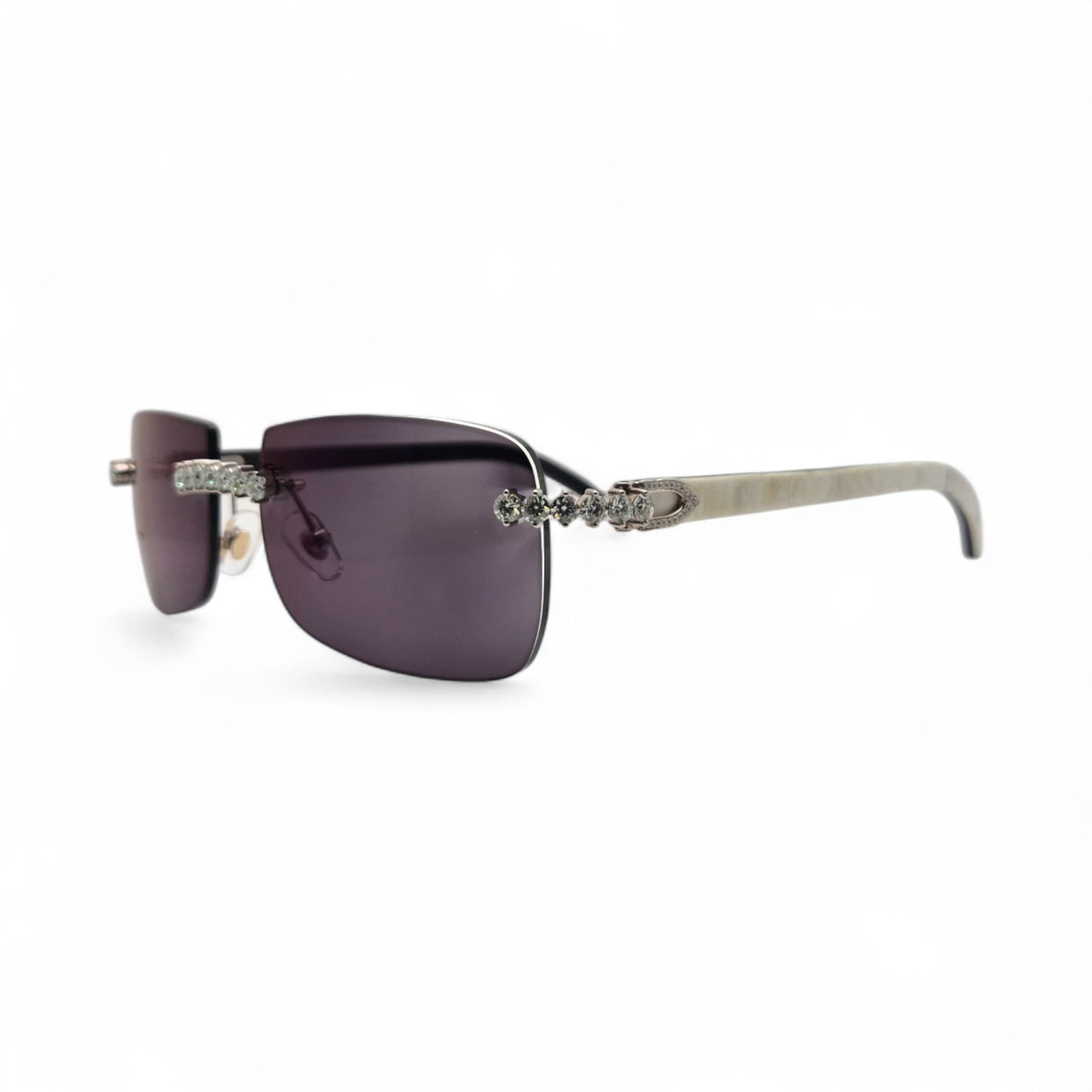 C Decor Buffs (Iced - VVS Genuine) - White Genuine Horn Sunglasses - Genuine Diamonds Prong Set (2020s)