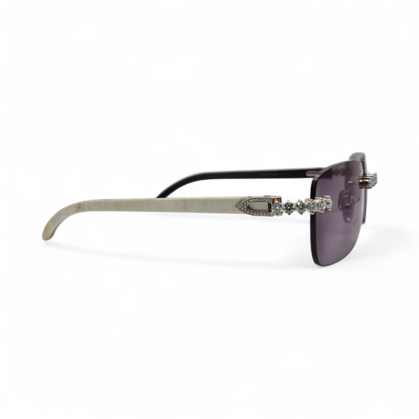 C Decor Buffs (Iced - VVS Genuine) - White Genuine Horn Sunglasses - Genuine Diamonds Prong Set (2020s)
