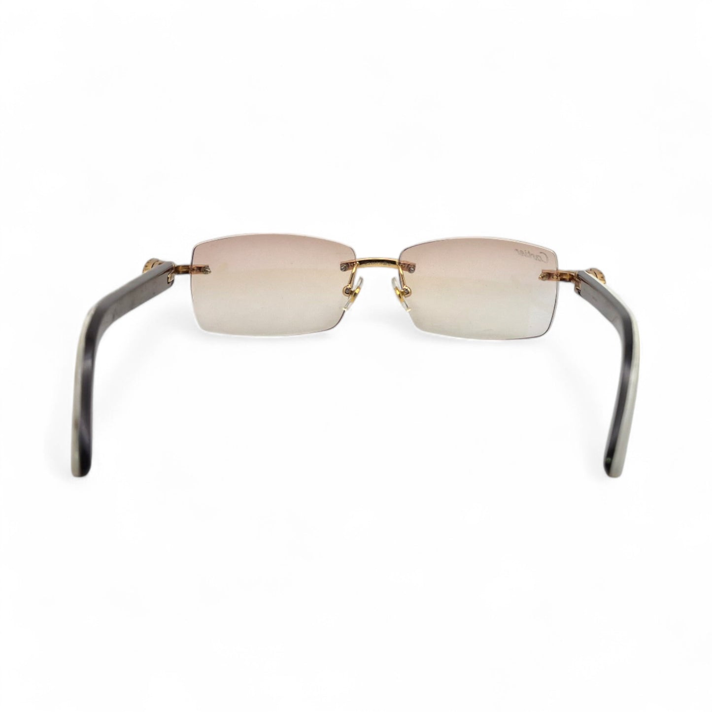 CT0046S C Decor Buffs (Iced - Moissanite) - Gold Genuine White Horn Sunglasses w/ Moissanite Diamonds Prong Set (2010s)