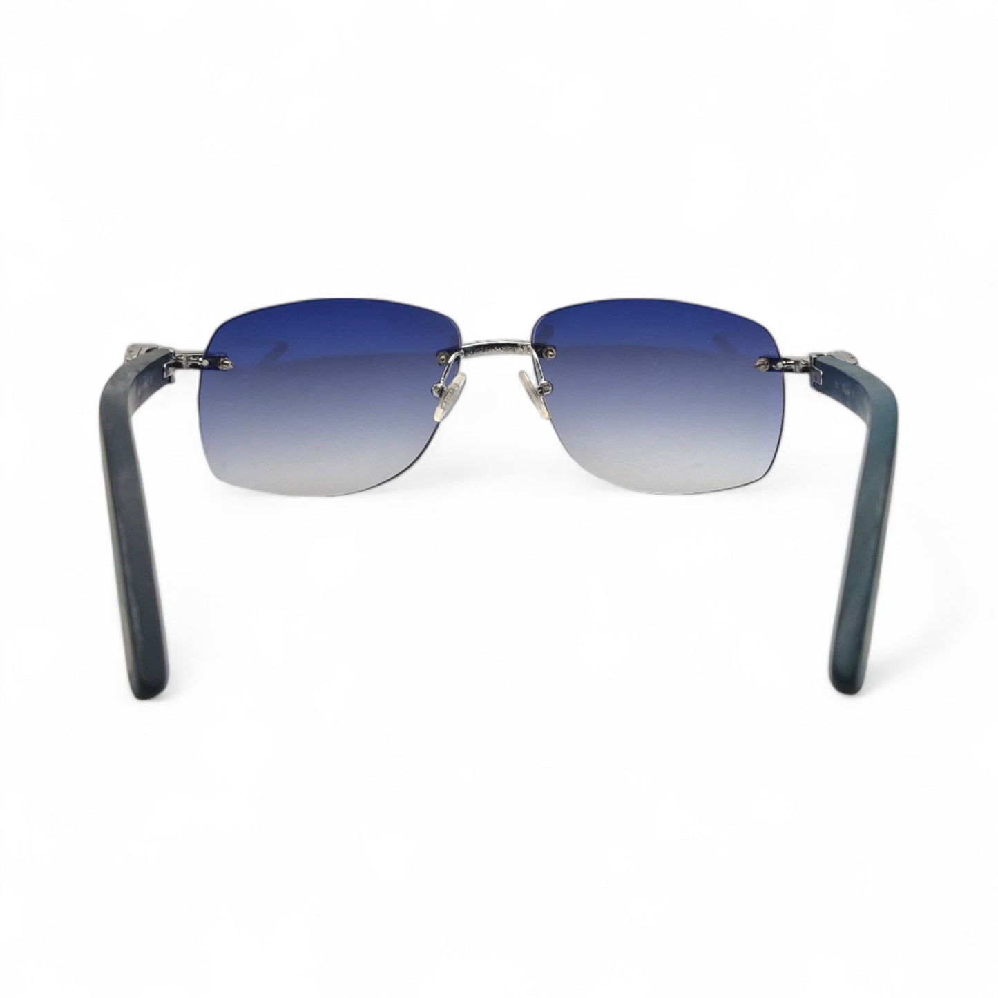 C Decor Woods (Iced - Moissanite) - Silver Blue Woods Sunglasses w/ Moissanite Diamonds Double Row Set (2020s)