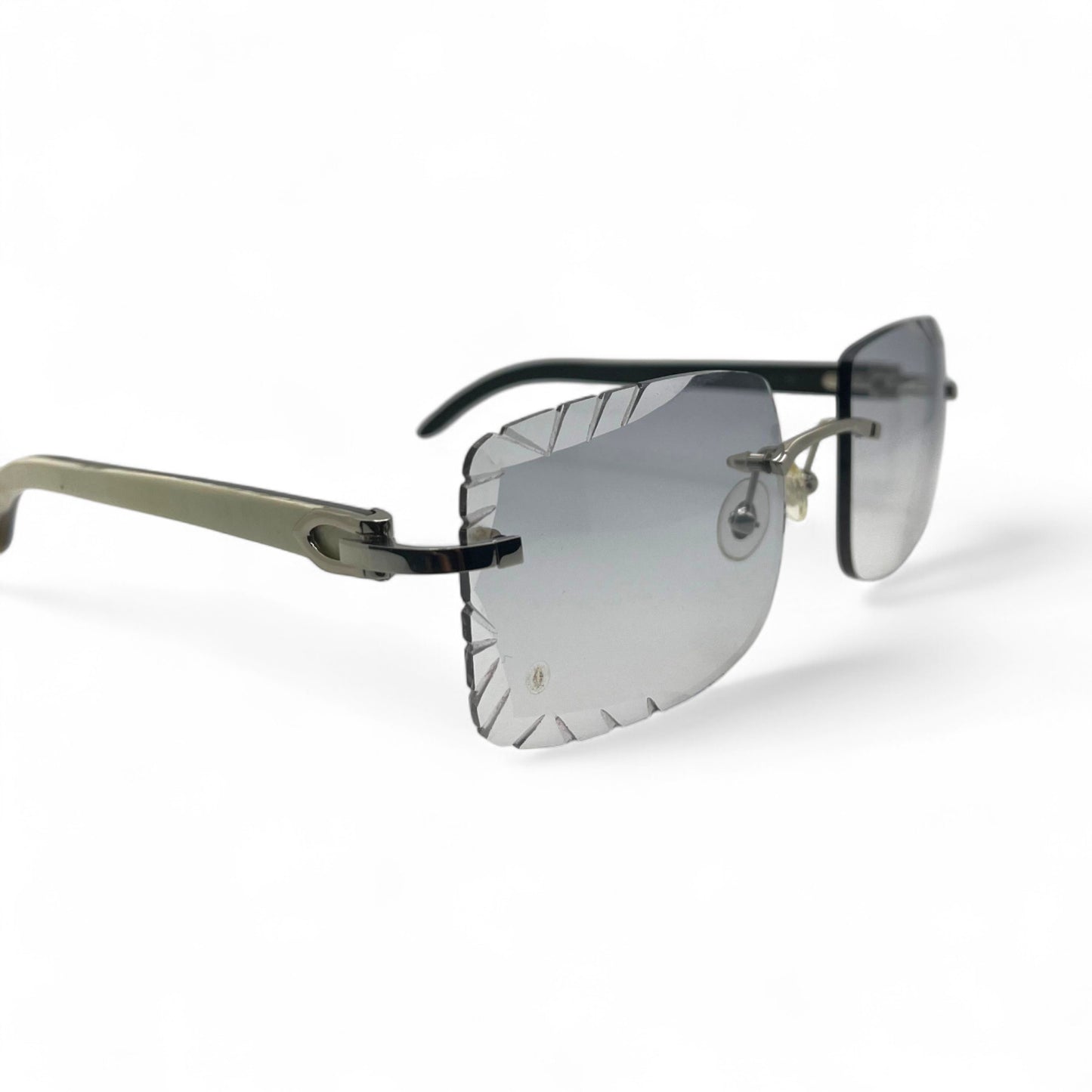 C Decor Buffs (Diamond Cut) - Silver White Genuine Horn Sunglasses (2020s)