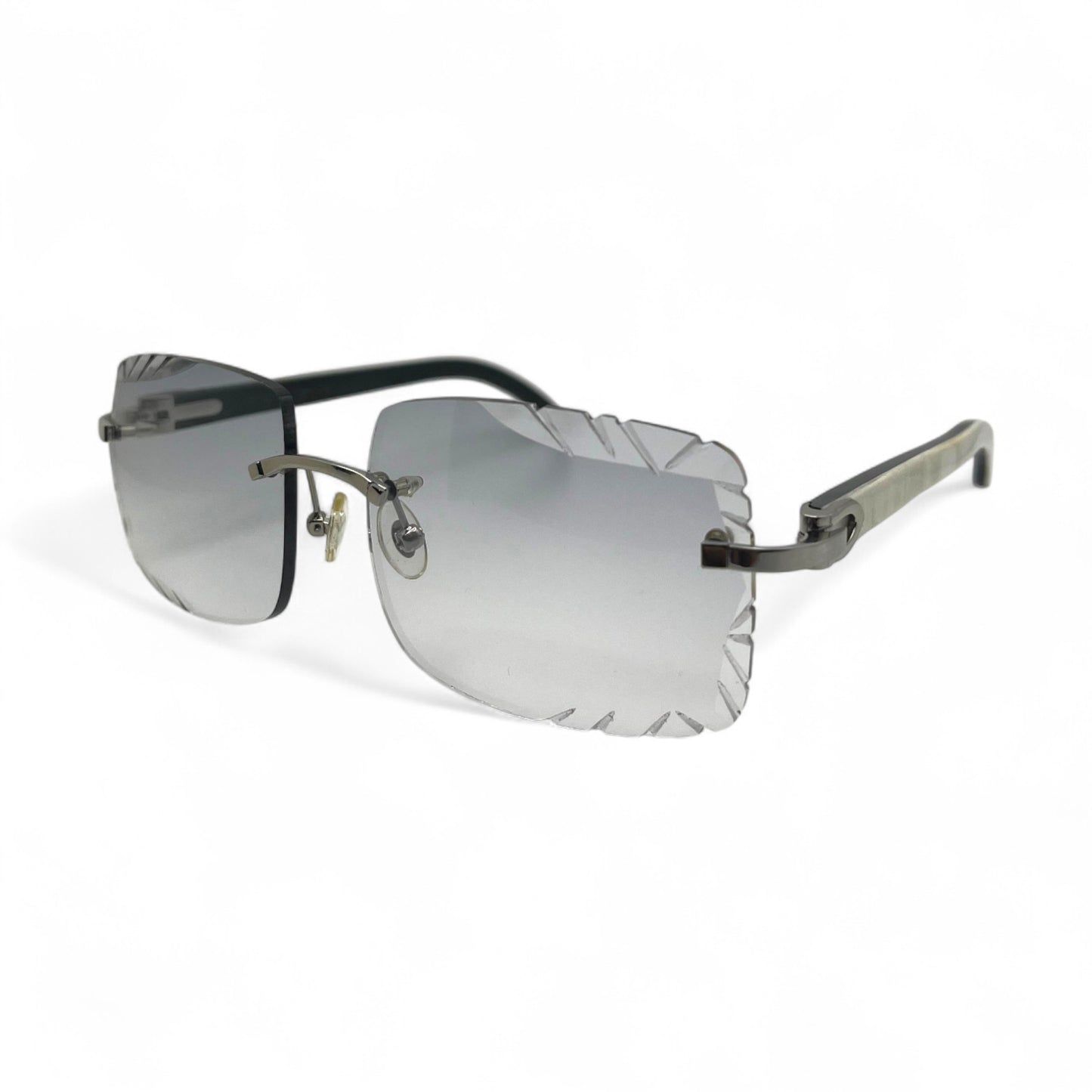 C Decor Buffs (Diamond Cut) - Silver White Genuine Horn Sunglasses (2020s)