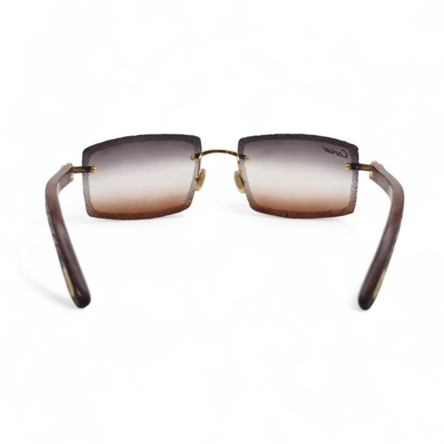 Authentic Cartier C Decor - Gold Logo Woods Sunglasses w/ Smoke Gray/Clear/Brown Gradient Lenses (Limited Edition - 2010s)