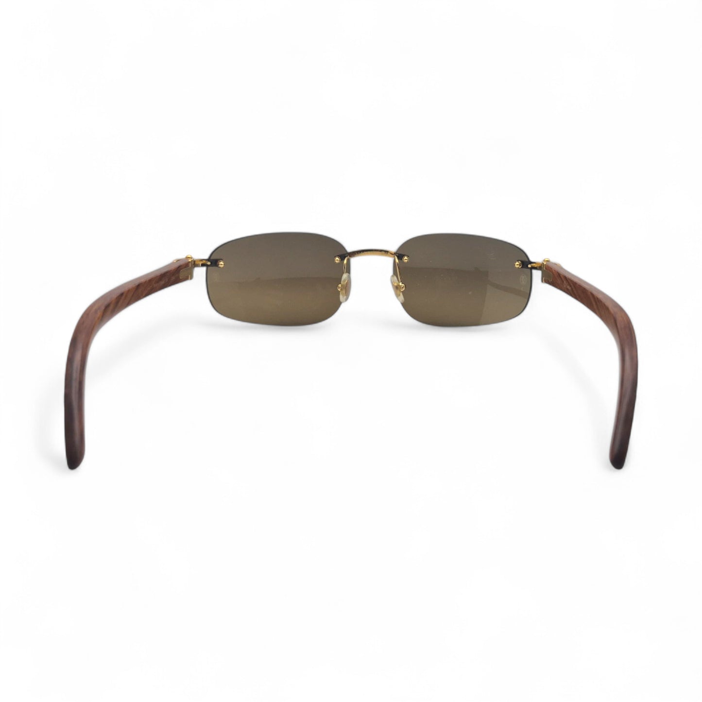 CT0046S Authentic Cartier C Decor - 56-18 White Horns & Bubinga Woods Sunglasses w/ Dark Brown Lenses (2010s)