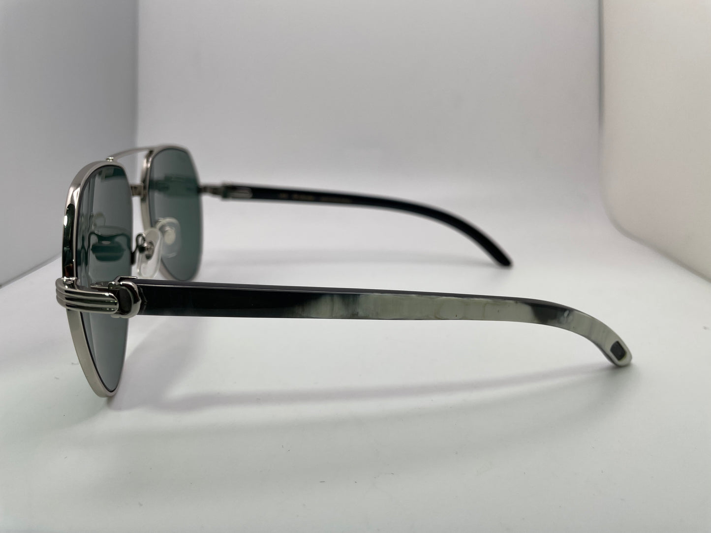(2023) Santos Aviators - Silver Buffs w/ Dark Green Faded Lenses