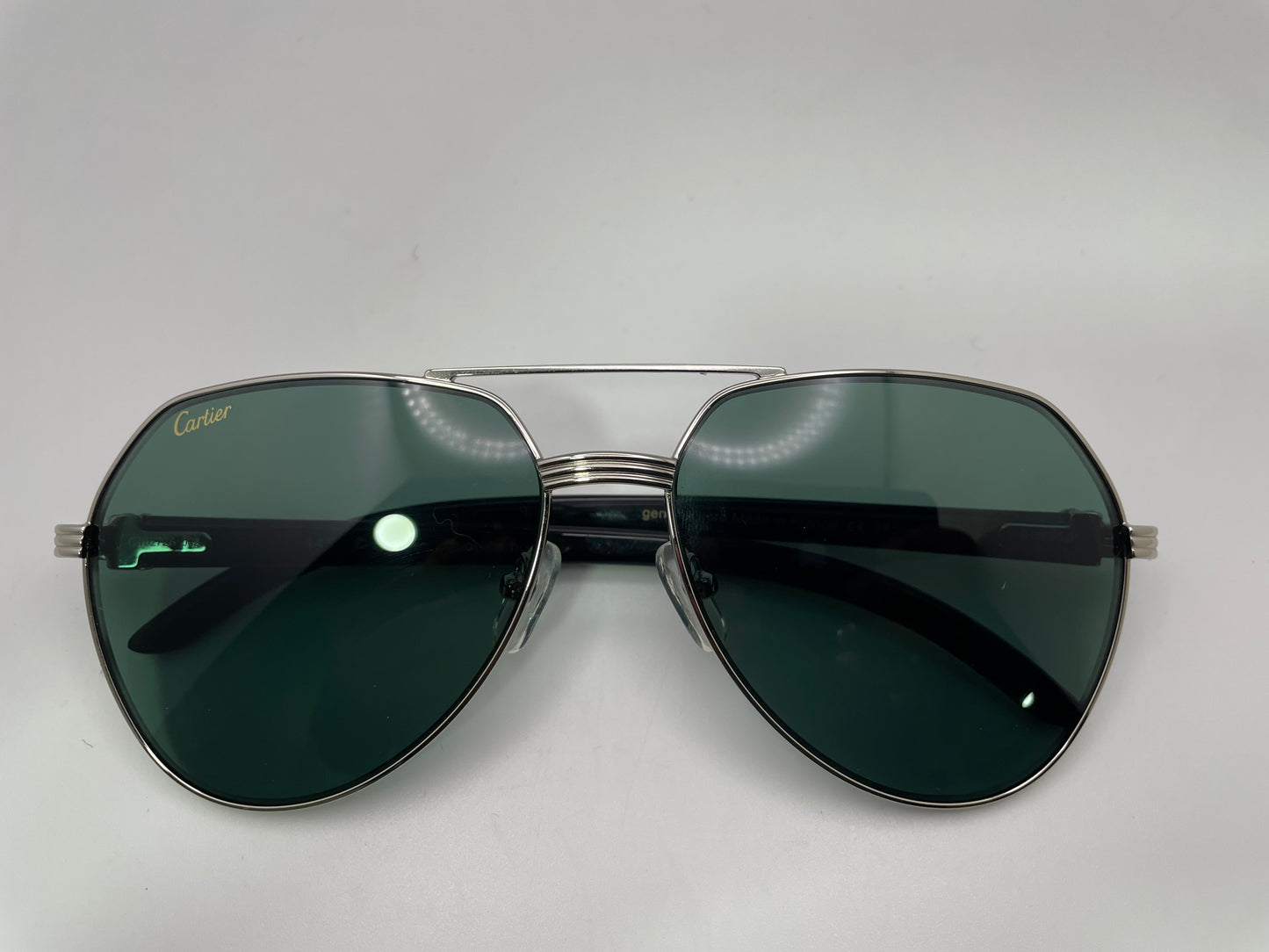 (2023) Santos Aviators - Silver Buffs w/ Dark Green Faded Lenses