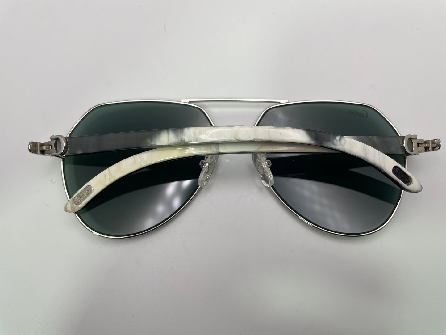(2023) Santos Aviators - Silver Buffs w/ Dark Green Faded Lenses
