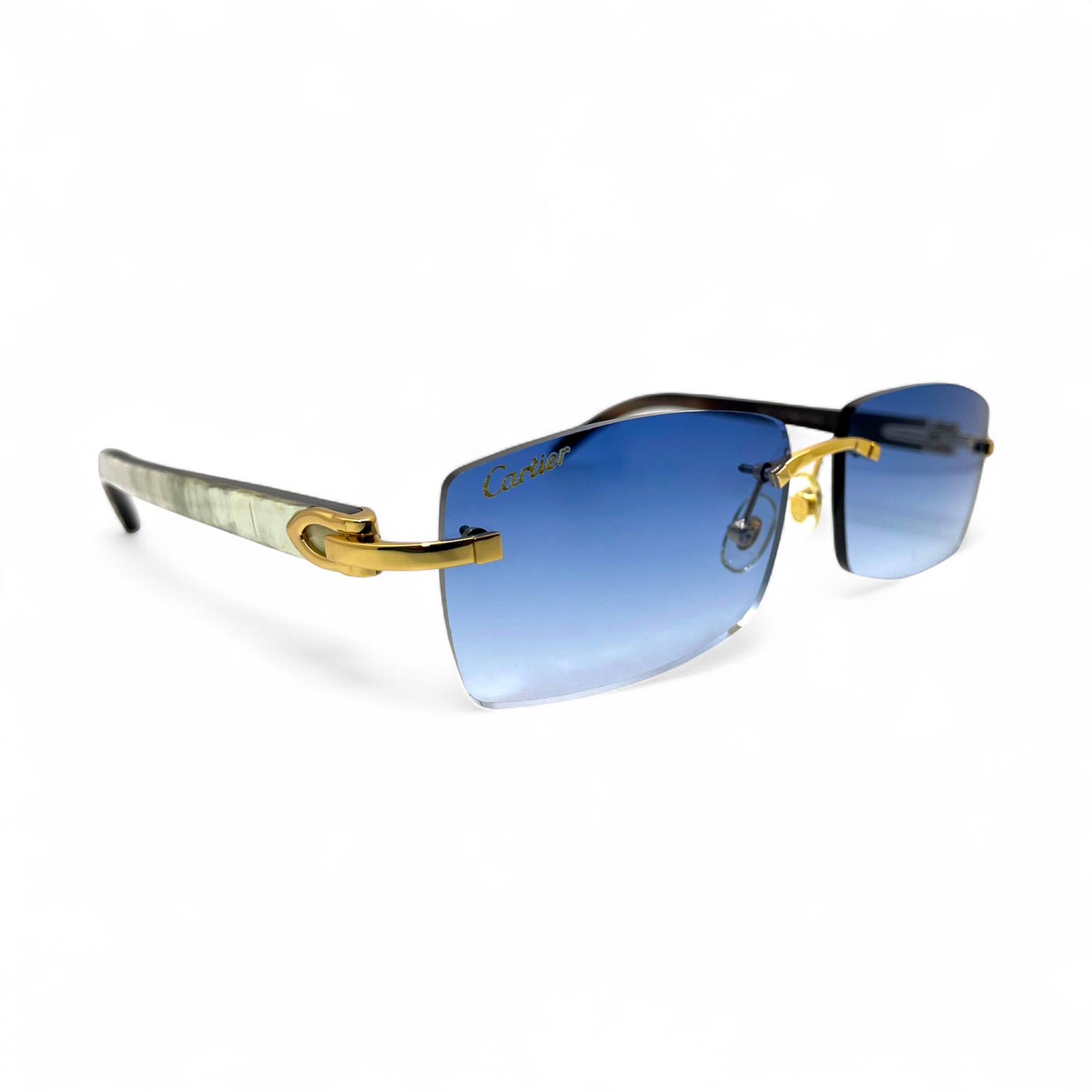 C Decor Buffs - Gold White Genuine Horn Sunglasses (2010s)