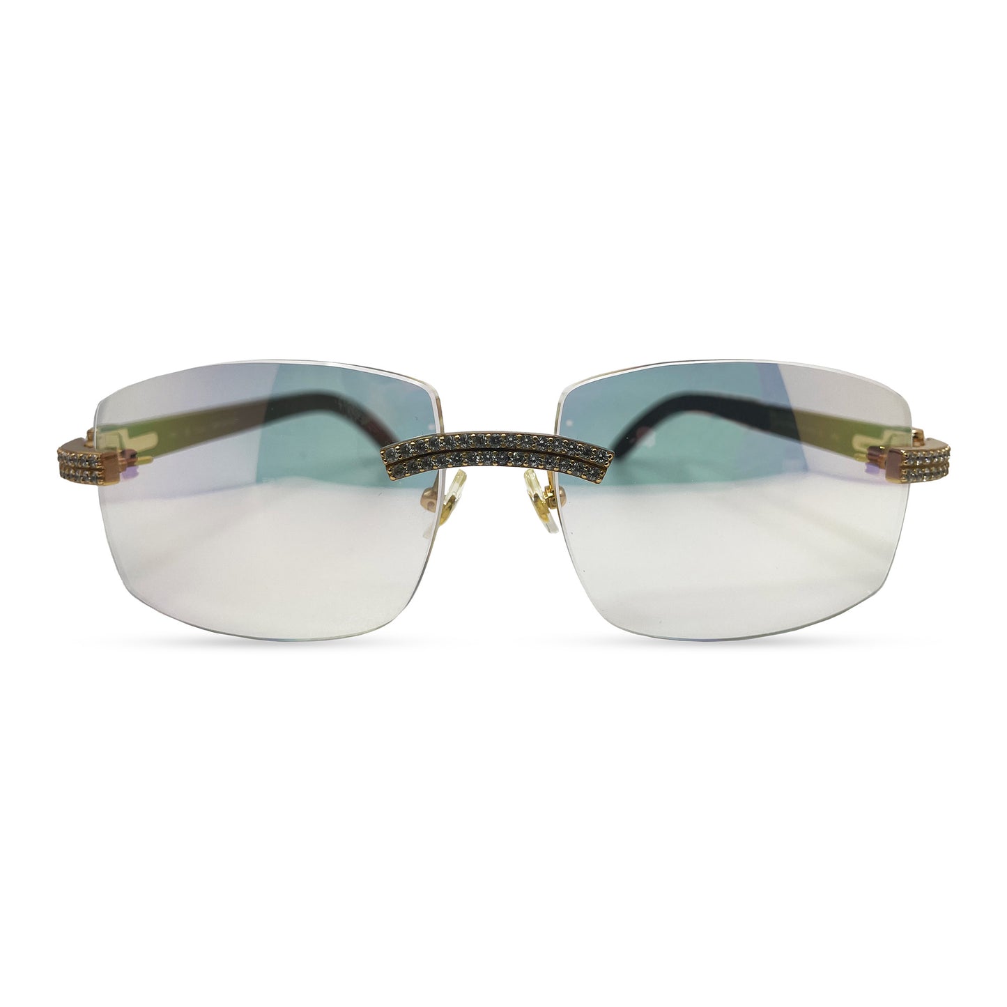 C Decor Buffs (Iced - CZ) - Gold White Genuine Horn Sunglasses - Diamonds Sets (2010s)