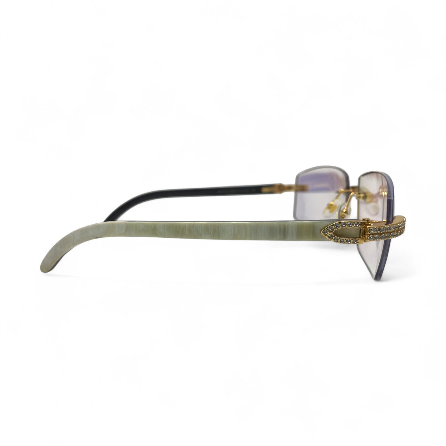 C Decor Buffs (Iced - CZ) - Gold White Genuine Horn Sunglasses - Diamonds Sets (2010s)
