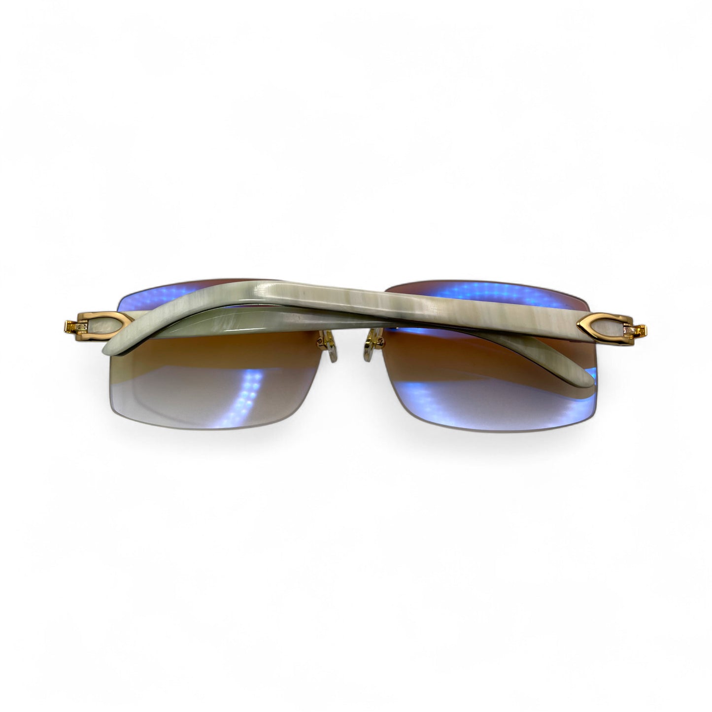 C Decor Buffs - Gold White Genuine Horn Sunglasses (2010s)