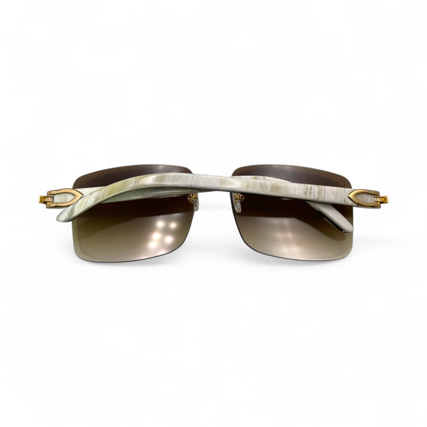 C Decor Buffs - Gold White Genuine Horn Sunglasses (2010s)