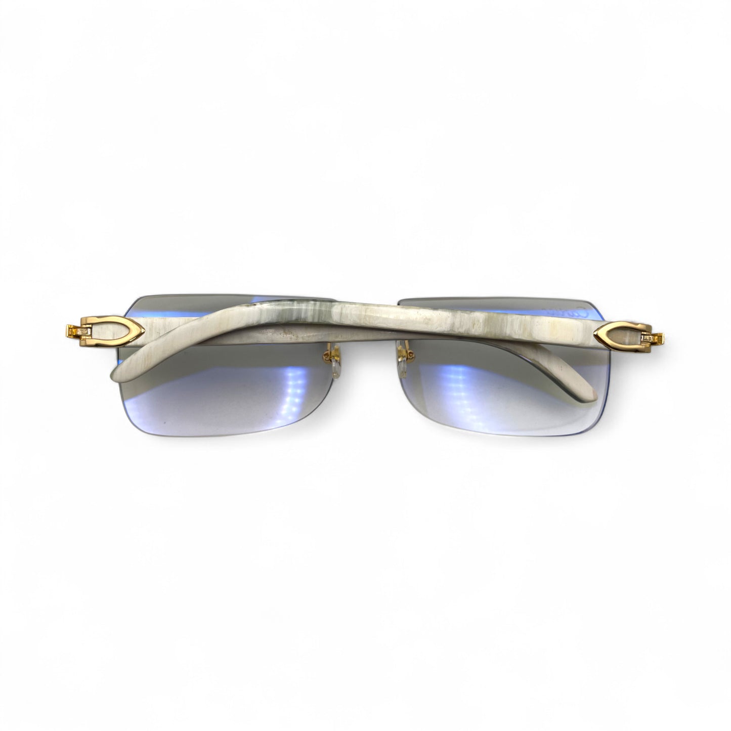 C Decor Buffs - Gold White Genuine Horn Sunglasses (2010s)