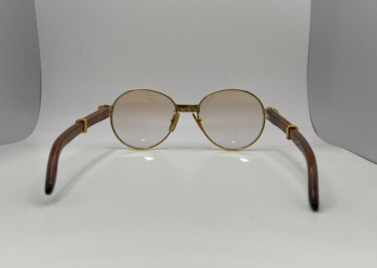 (90s) Cartier - Gold Woods Sunglasses w/ Light Hennessy Brown Lenses & 3pc Diamond Set - Authentic
