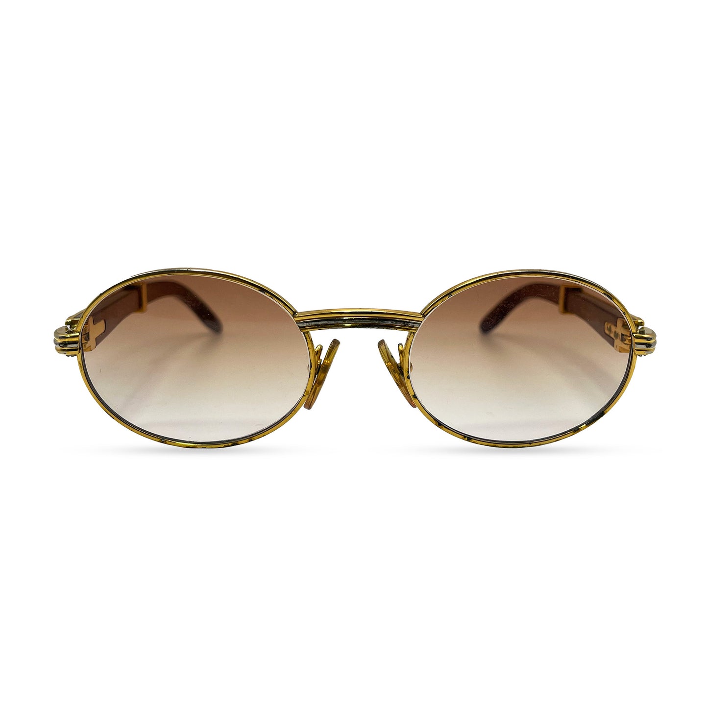 Authentic Cartier Giverny - 53-22 Vintage Gold Woods Sunglasses w/ Hennessy Brown Faded Lenses (90s)