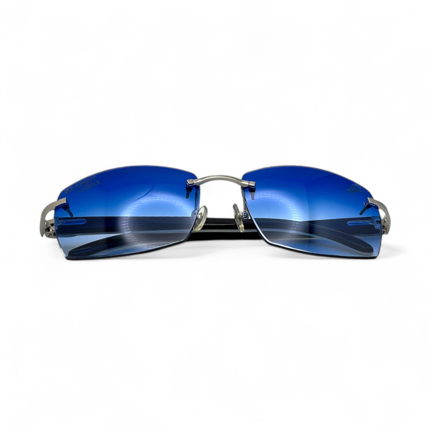 C Decor "Detroit Lions" - Silver Marbles/Buffs Sunglasses w/ Custom Cobalt Blue Lenses (2025)