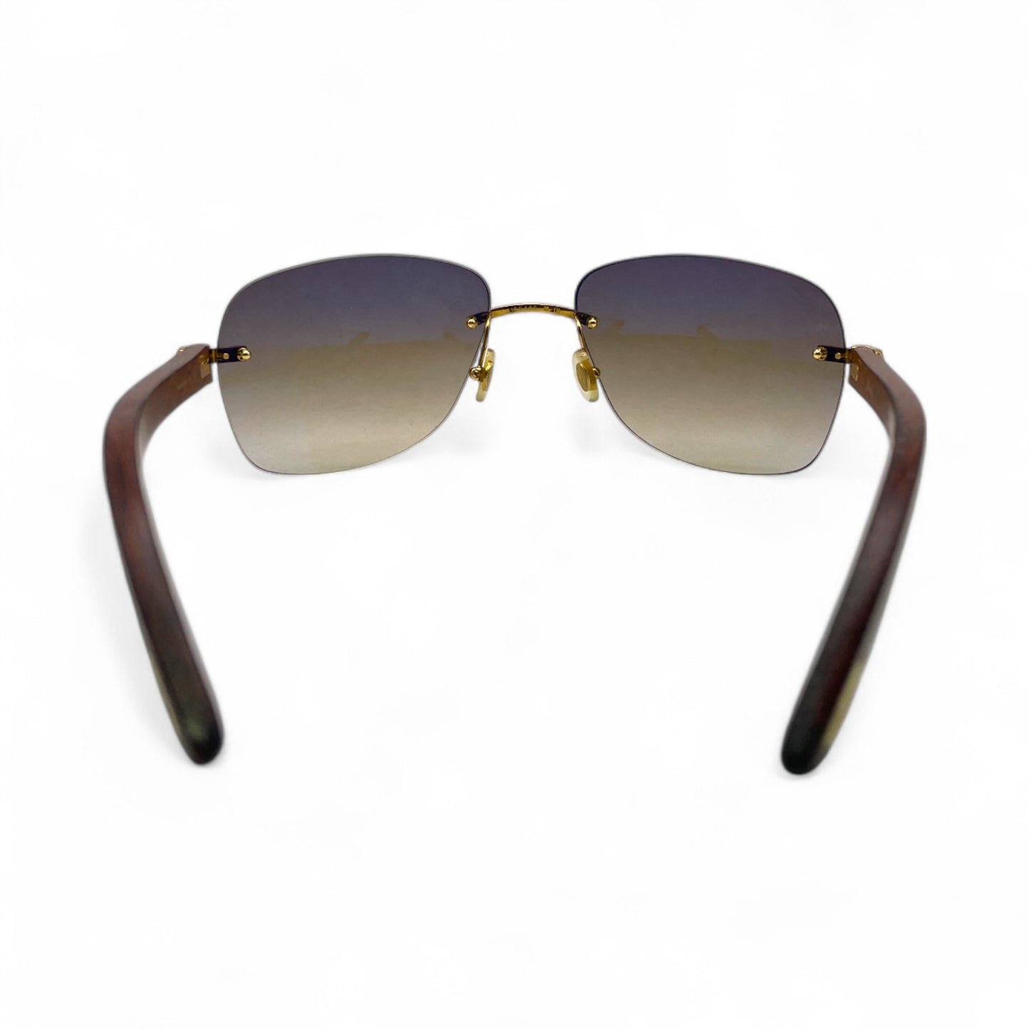 CT0014RS Authentic Cartier C Decor - Gold Bubinga Woods Sunglasses w/ Brown Lenses (2010s)
