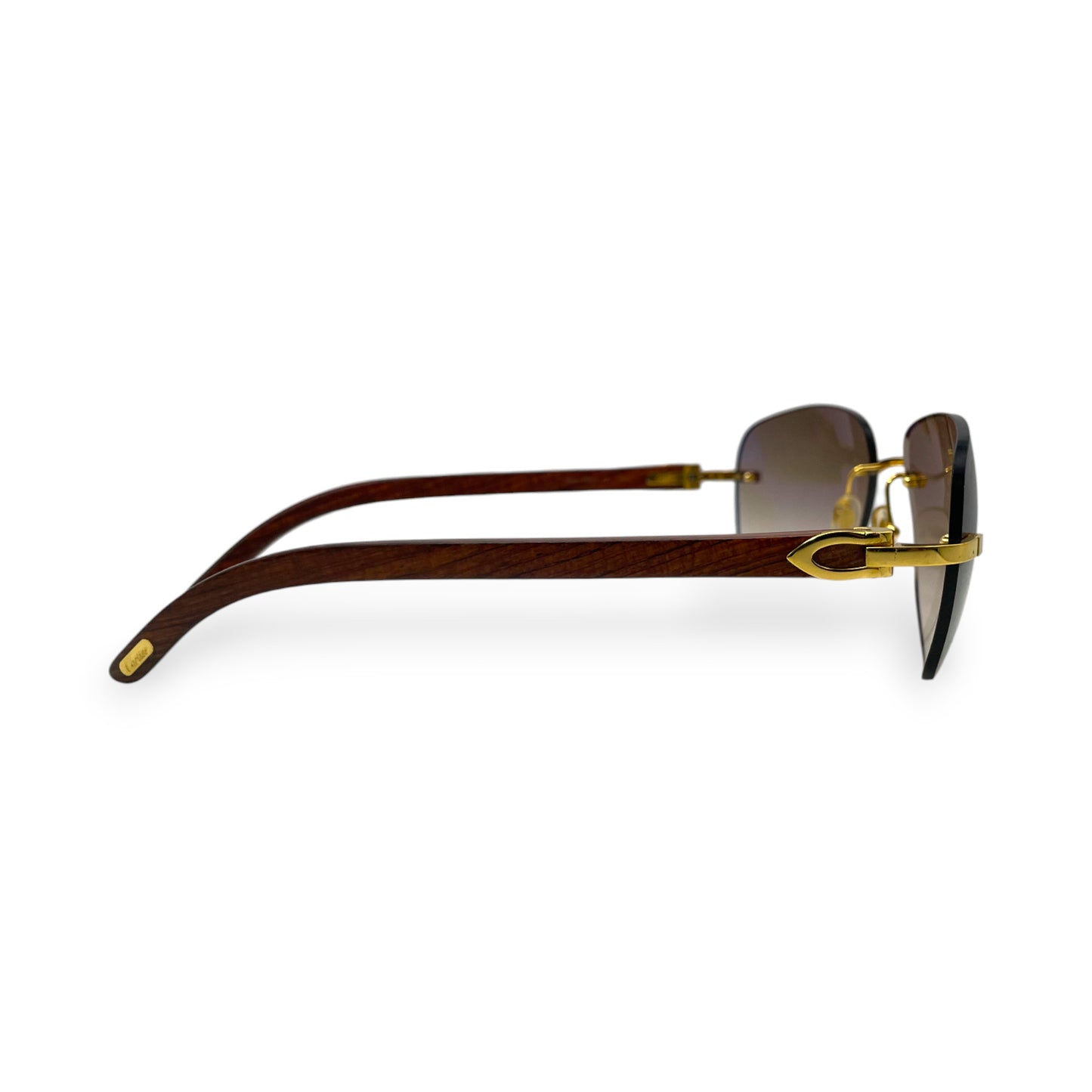 CT0014RS Authentic Cartier C Decor - Gold Bubinga Woods Sunglasses w/ Brown Lenses (2010s)