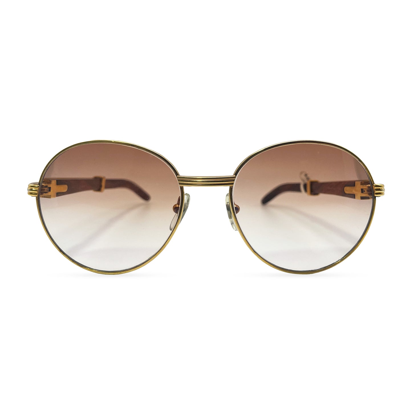 Authentic Cartier Bagatelle - 55-18 Vintage Gold Woods Sunglasses w/ Brown Lenses (90s)
