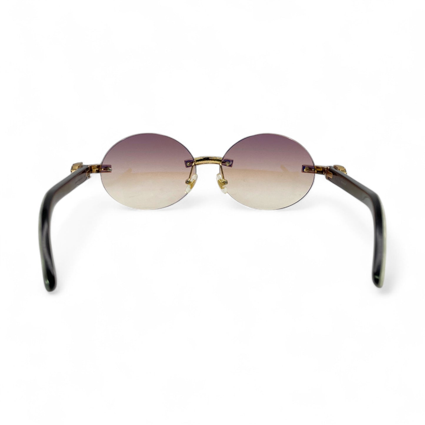 C Decor Buffs (Iced - CZ) - Gold White Genuine Horn Sunglasses - Diamonds Sets (2010s)