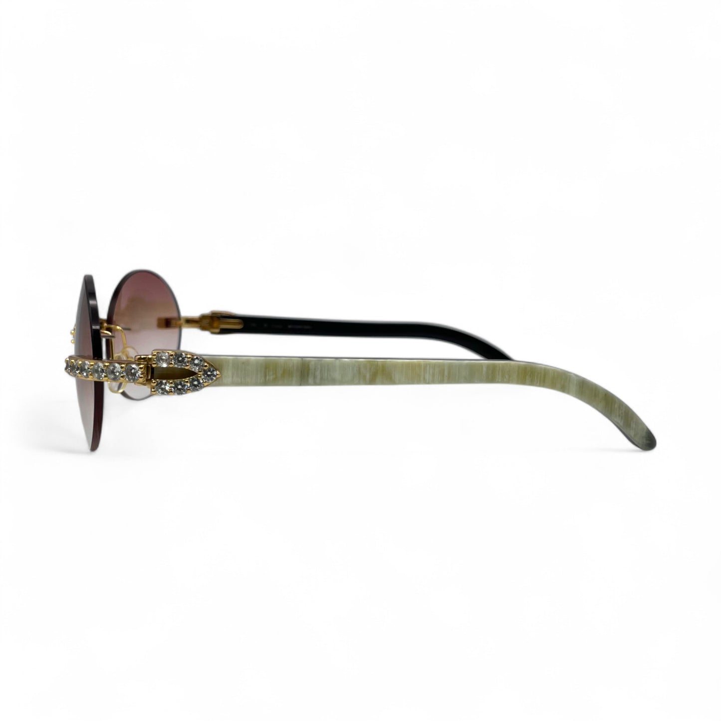 C Decor Buffs (Iced - CZ) - Gold White Genuine Horn Sunglasses - Diamonds Sets (2010s)