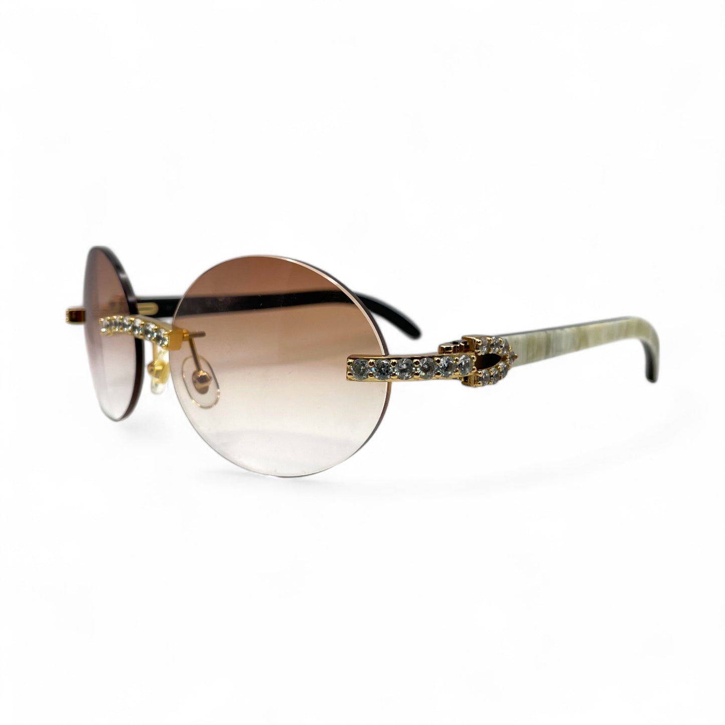 C Decor Buffs (Iced - CZ) - Gold White Genuine Horn Sunglasses - Diamonds Sets (2010s)