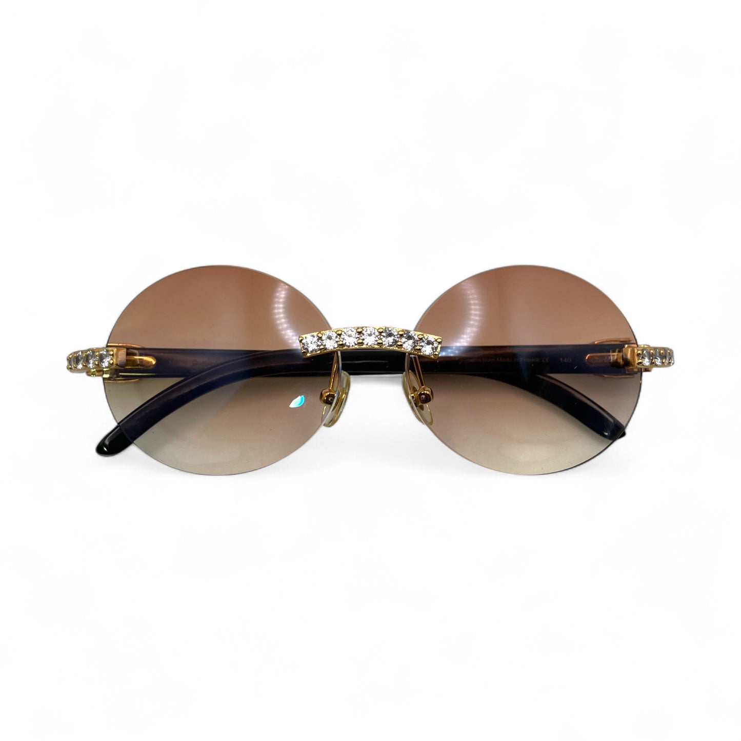 C Decor Buffs (Iced - CZ) - Gold White Genuine Horn Sunglasses - Diamonds Sets (2010s)