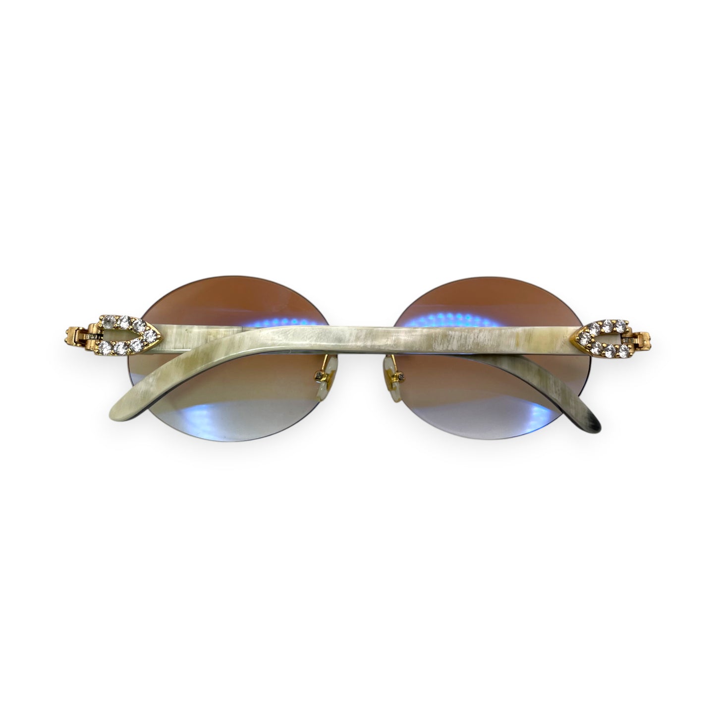 C Decor Buffs (Iced - CZ) - Gold White Genuine Horn Sunglasses - Diamonds Sets (2010s)