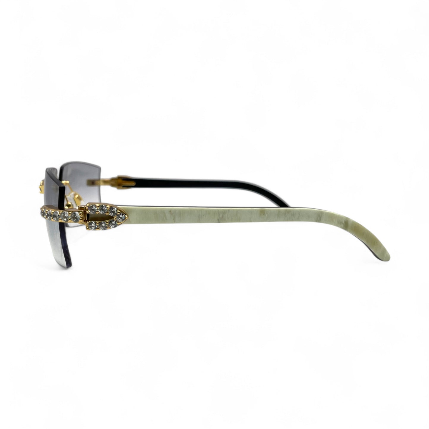 C Decor Buffs (Iced - CZ) - Gold White Genuine Horn Sunglasses - Diamonds Sets (2010s)