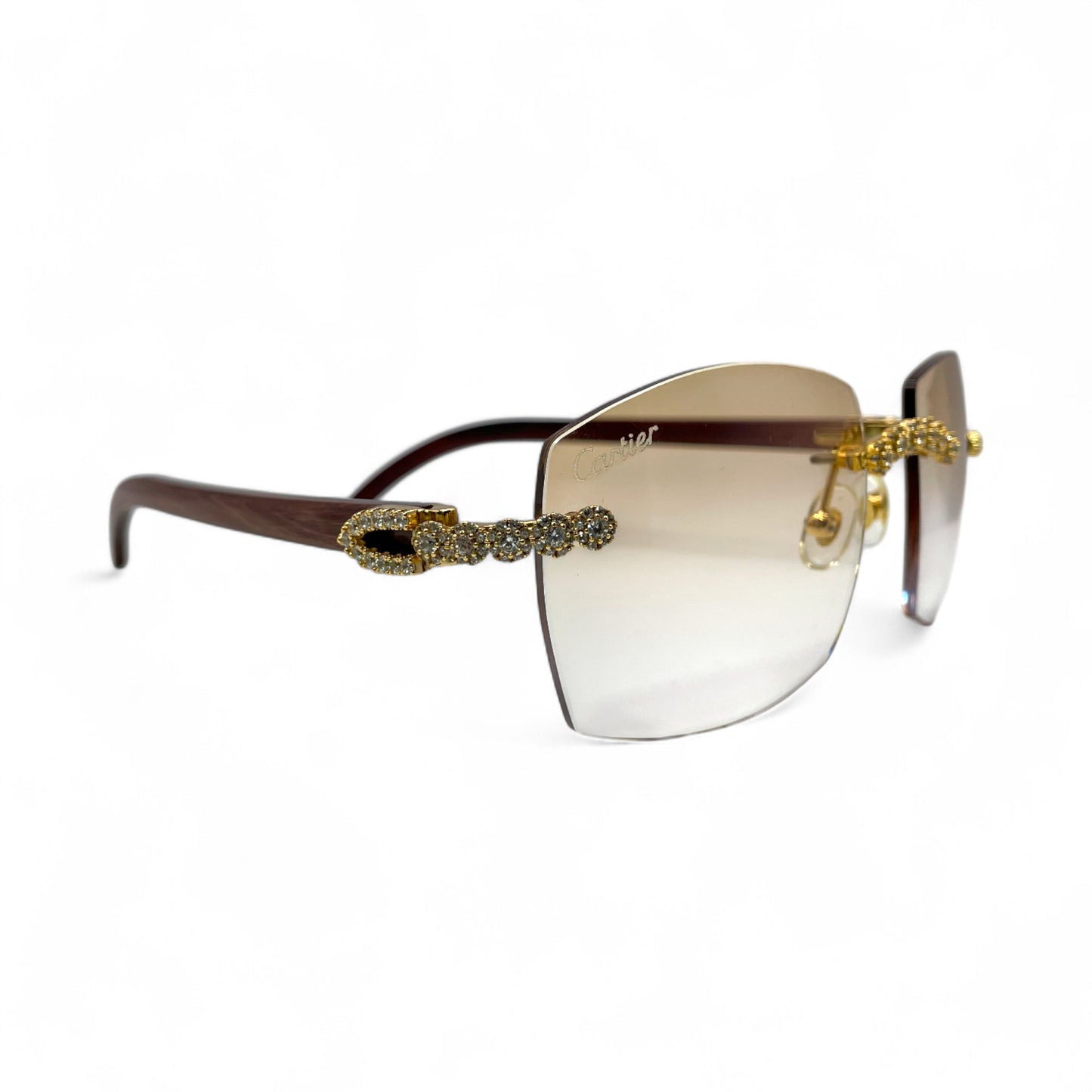 C Decor Woods (Iced - CZ) - Gold Woods Sunglasses w/ Diamonds Flower Set (2010s)