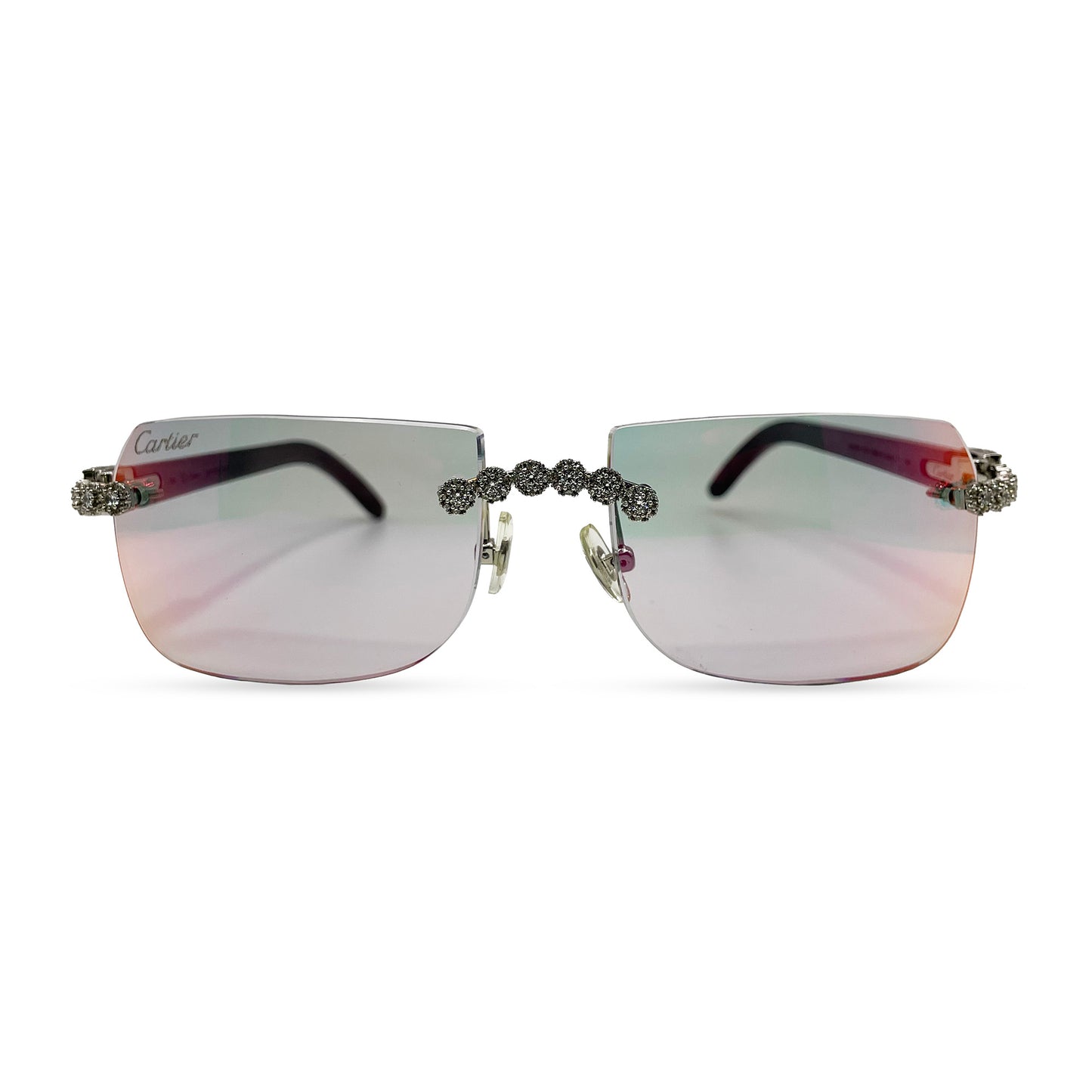 C Decor - Silver Fusion Gray Buffs w/ Iridescent Lenses - Diamonds Flower Set