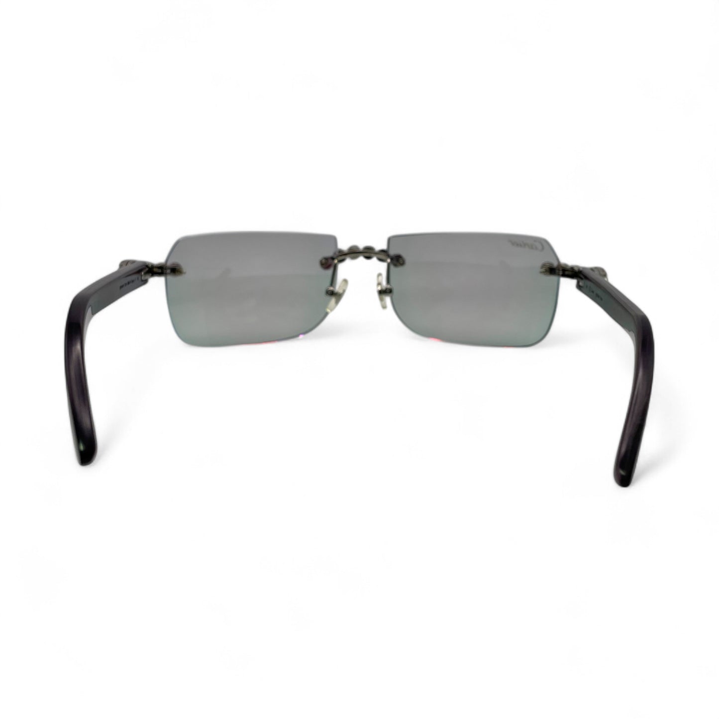 C Decor Buffs (Iced - CZ) - Silver Fusion Gray Genuine Horns Sunglasses w/ Iridescent Transition Lenses - Diamonds Flower Set (2010s)
