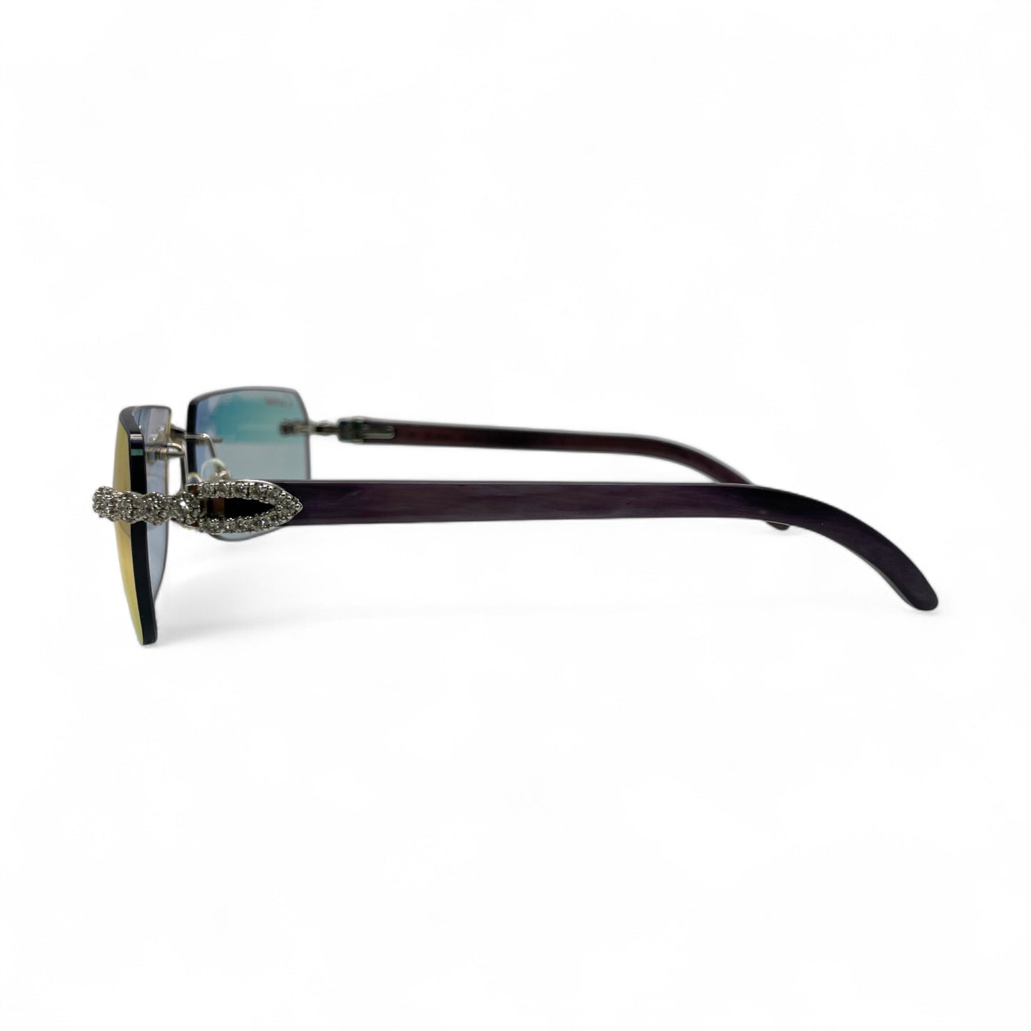 C Decor Buffs (Iced - CZ) - Silver Fusion Gray Genuine Horns Sunglasses w/ Iridescent Transition Lenses - Diamonds Flower Set (2010s)