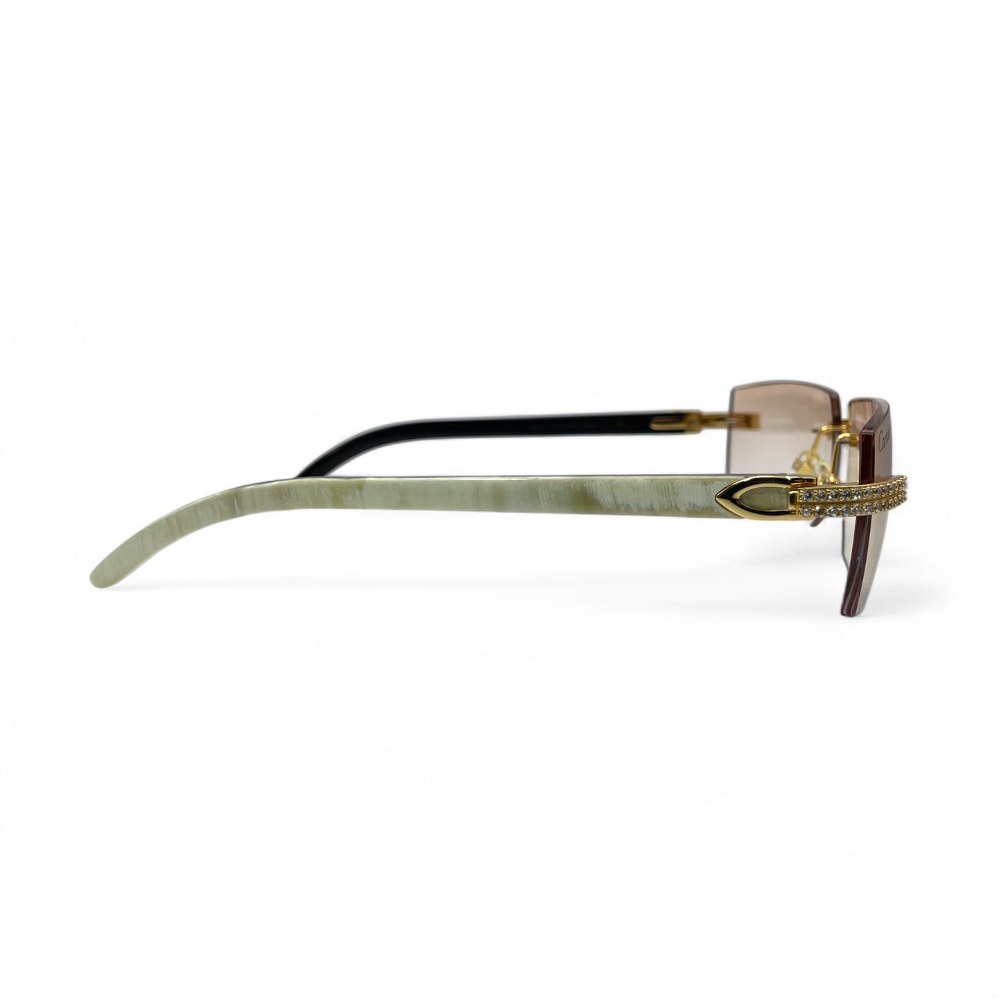 C Decor Buffs (Iced - CZ) - Gold White Genuine Horn Sunglasses - Diamonds Sets (2010s)