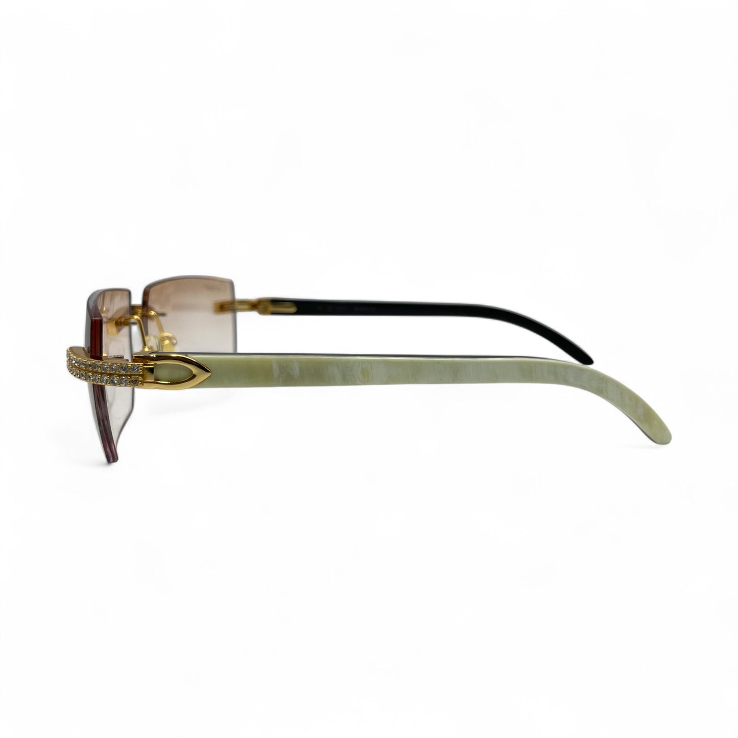 C Decor Buffs (Iced - CZ) - Gold White Genuine Horn Sunglasses - Diamonds Sets (2010s)
