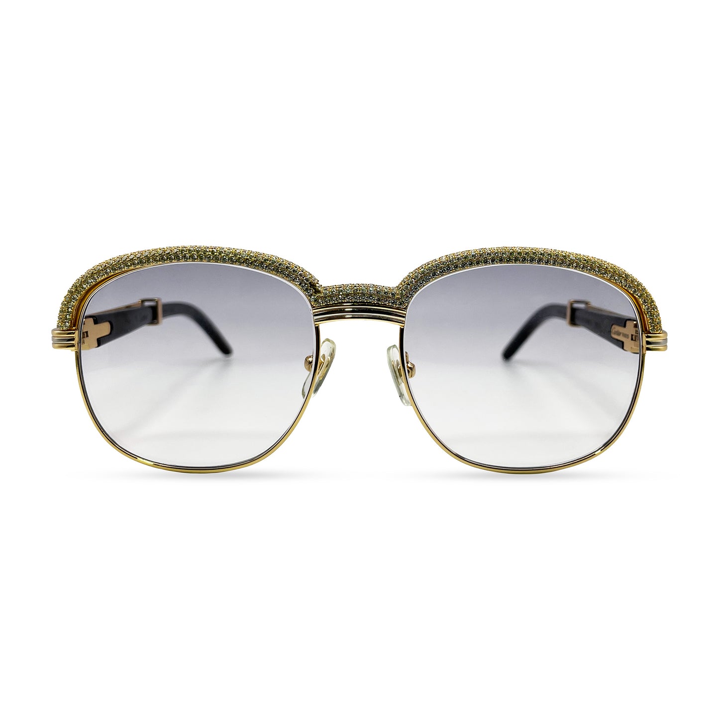 Malmaison - 56-16 Gold Green Woods Sunglasses w/ Diamond Frame & Light Gray Lenses (90s)