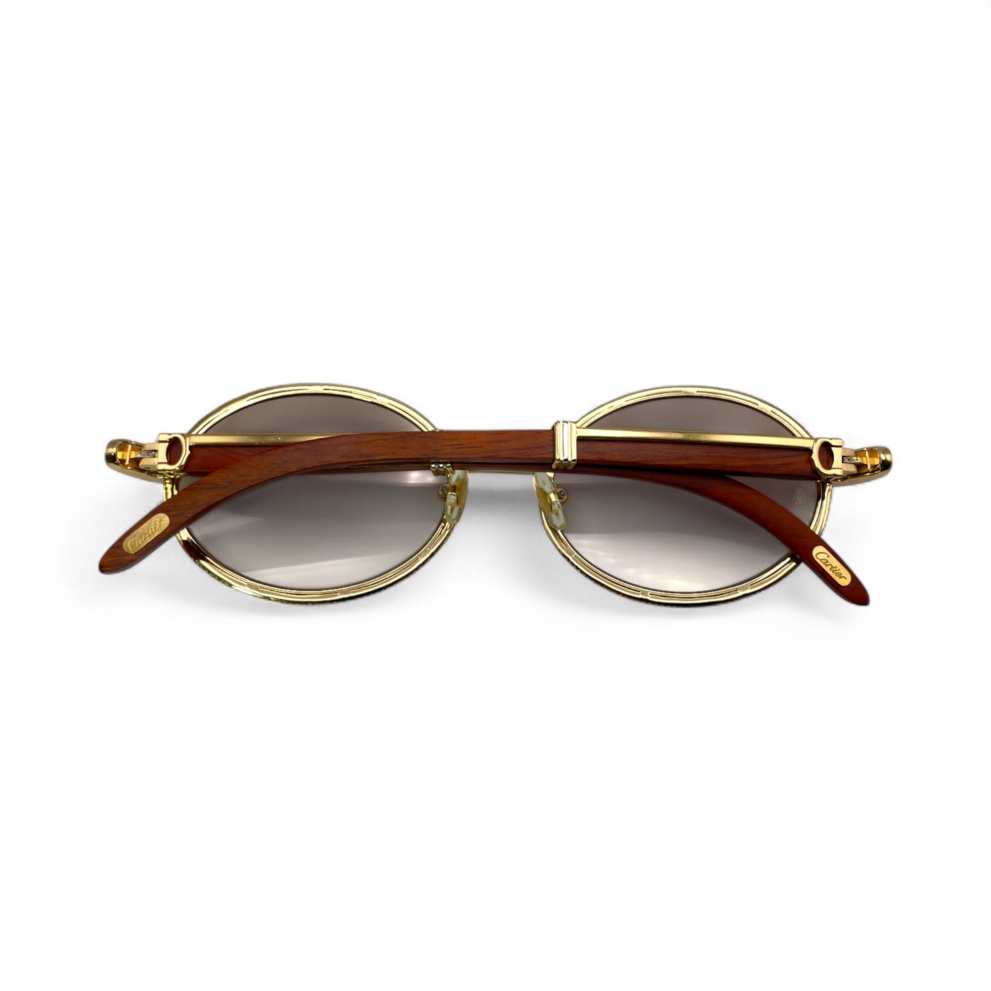 Giverny (Iced) - 55-22 Gold Woods Sunglasses w/ Brown Lenses - Diamonds Set/Frame (90s)