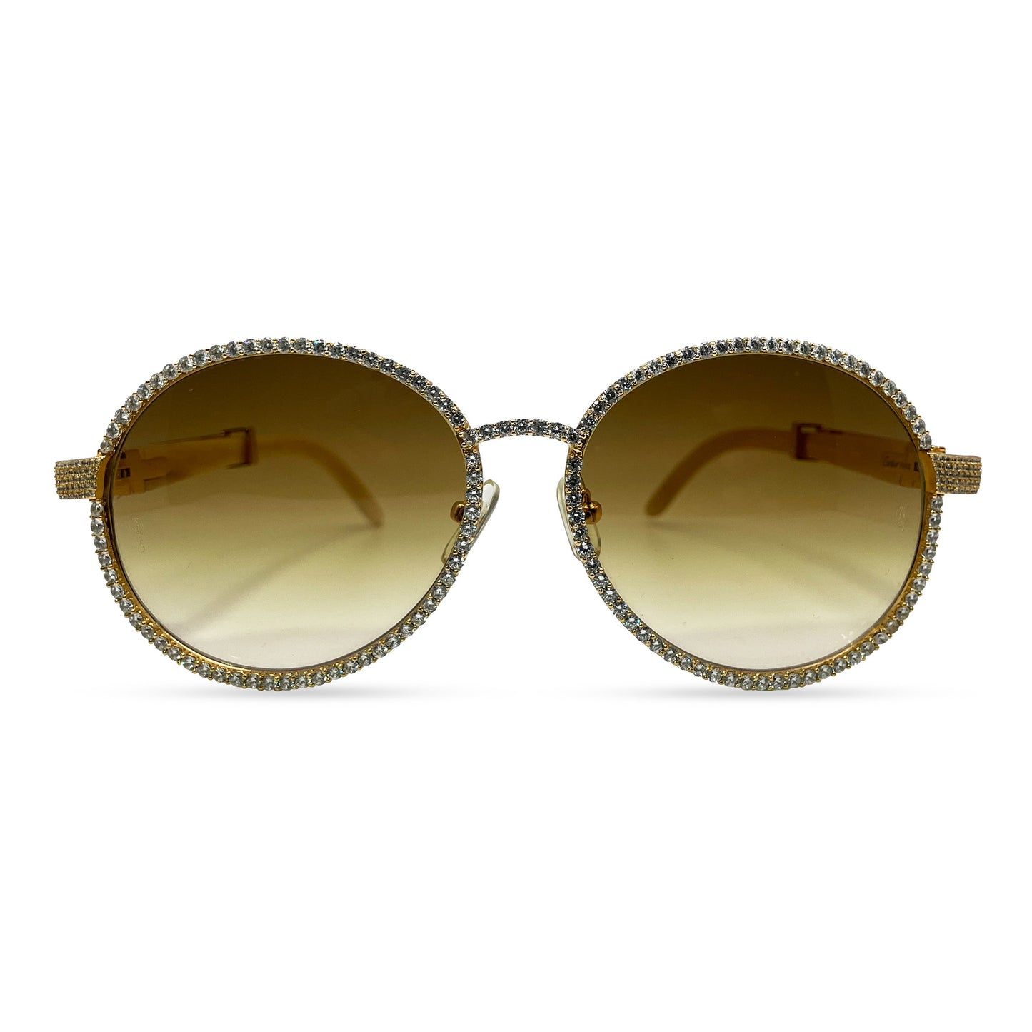Gold White Buffs w/ Diamond Frame & Olive Brown Faded Lenses
